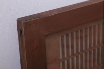 古民具・骨董　古い木の竹梅模様ガラス書院欄間(明かり取り)