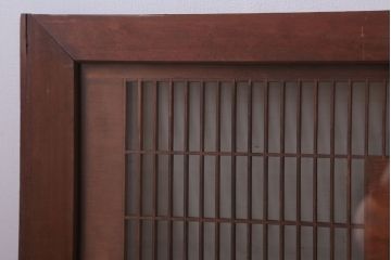 古民具・骨董　古い木の竹梅模様ガラス書院欄間(明かり取り)