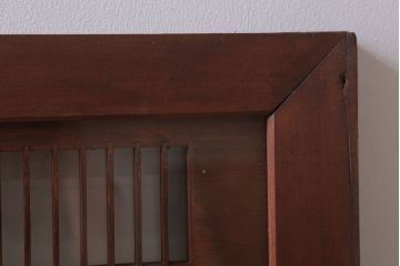 古民具・骨董　古い木の竹梅模様ガラス書院欄間(明かり取り)