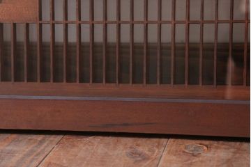 古民具・骨董　古い木の竹梅模様ガラス書院欄間(明かり取り)