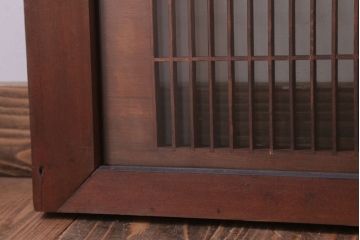 古民具・骨董　古い木の竹梅模様ガラス書院欄間(明かり取り)