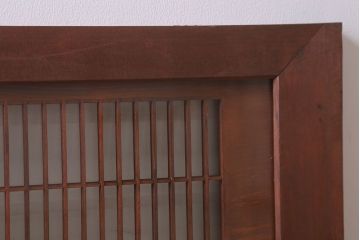 古民具・骨董　古い木の松模様ガラス書院欄間(明かり取り)