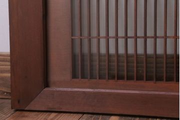 古民具・骨董　古い木の松模様ガラス書院欄間(明かり取り)