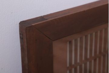 古民具・骨董　古い木の松模様ガラス書院欄間(明かり取り)