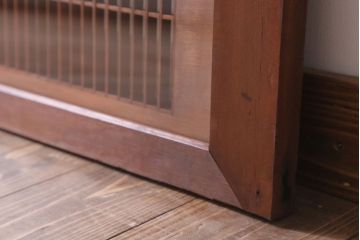 古民具・骨董　古い木の松模様ガラス書院欄間(明かり取り)