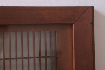 古民具・骨董　古い木の松模様ガラス書院欄間(明かり取り)