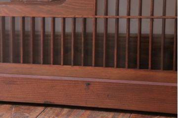 古民具・骨董　古い木の松模様ガラス書院欄間(明かり取り)