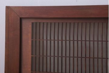 古民具・骨董　松に鷹　古い木のガラス書院欄間(明かり取り)