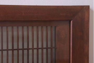 古民具・骨董　松に鷹　古い木のガラス書院欄間(明かり取り)