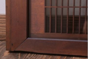 古民具・骨董　松に鷹　古い木のガラス書院欄間(明かり取り)