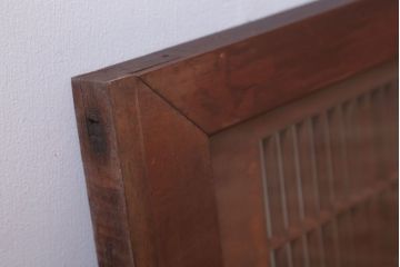 古民具・骨董　松に鷹　古い木のガラス書院欄間(明かり取り)