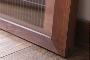 古民具・骨董　松に鷹　古い木のガラス書院欄間(明かり取り)