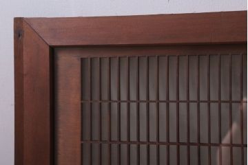 古民具・骨董　松に鷹　古い木のガラス書院欄間(明かり取り)