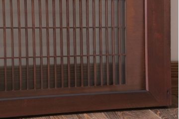 古民具・骨董　松に鷹　古い木のガラス書院欄間(明かり取り)