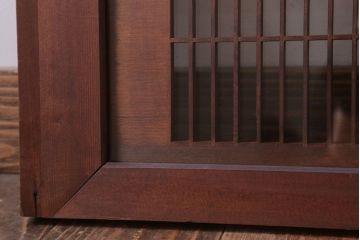 古民具・骨董　松に鷹　古い木のガラス書院欄間(明かり取り)