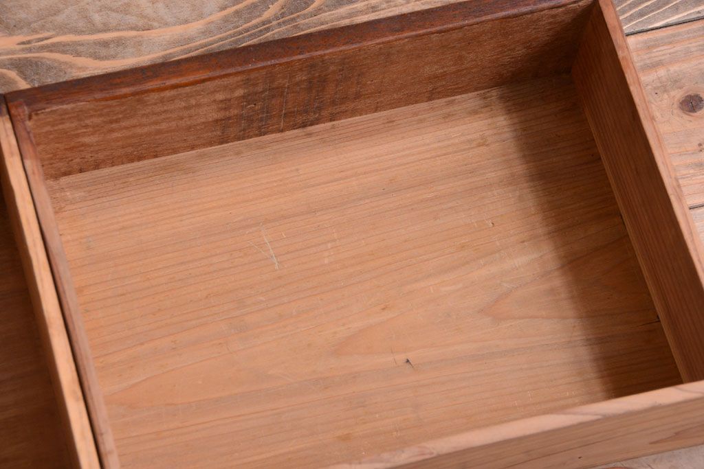 アンティーク家具　和製アンティーク　変わり型!ダイヤガラス入りの重ね本箱(収納棚・戸棚)