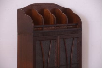 アンティーク家具　和製アンティーク　変わり型!ダイヤガラス入りの重ね本箱(収納棚・戸棚)