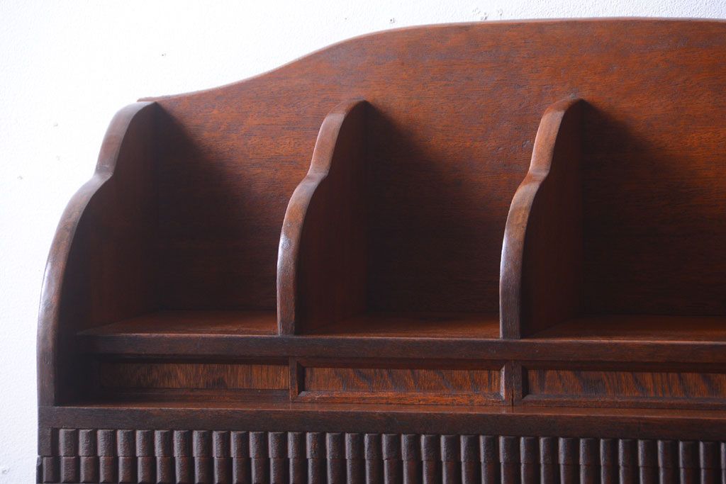 アンティーク家具　和製アンティーク　変わり型!ダイヤガラス入りの重ね本箱(収納棚・戸棚)