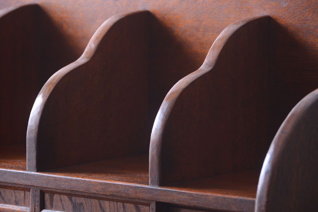 アンティーク家具　和製アンティーク　変わり型!ダイヤガラス入りの重ね本箱(収納棚・戸棚)