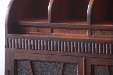 アンティーク家具　和製アンティーク　変わり型!ダイヤガラス入りの重ね本箱(収納棚・戸棚)