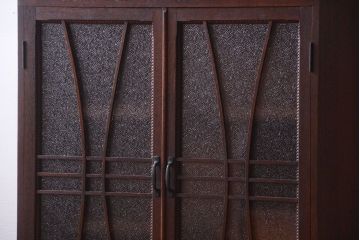 アンティーク家具　和製アンティーク　変わり型!ダイヤガラス入りの重ね本箱(収納棚・戸棚)