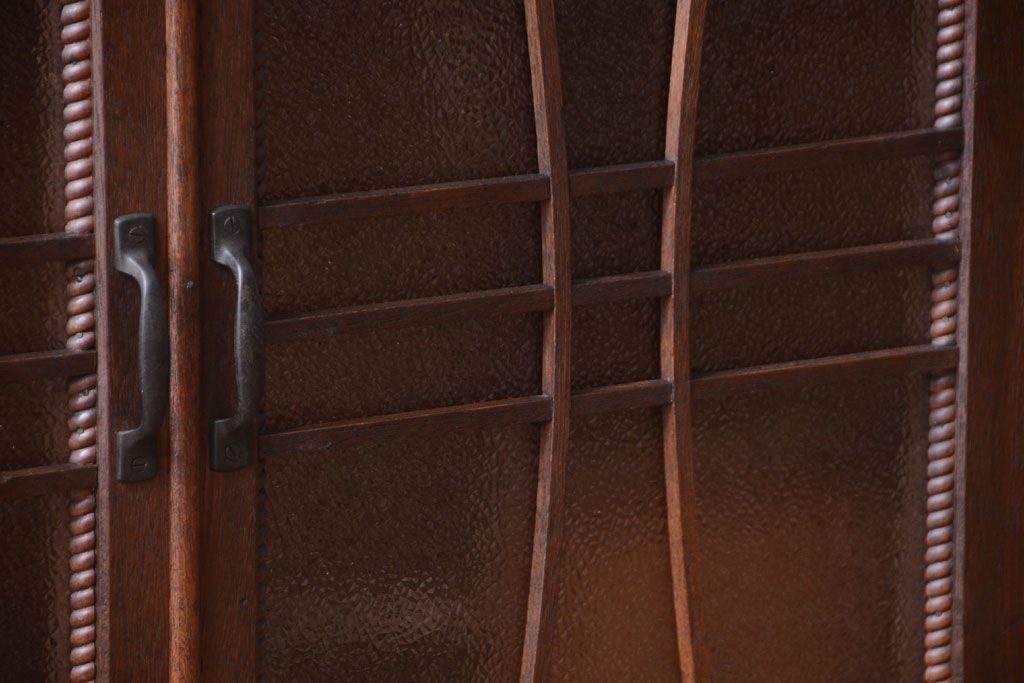 アンティーク家具　和製アンティーク　変わり型!ダイヤガラス入りの重ね本箱(収納棚・戸棚)