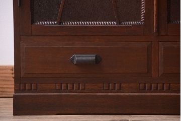 アンティーク家具　和製アンティーク　変わり型!ダイヤガラス入りの重ね本箱(収納棚・戸棚)