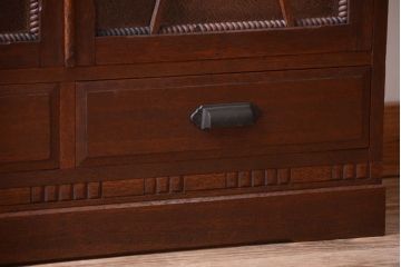 アンティーク家具　和製アンティーク　変わり型!ダイヤガラス入りの重ね本箱(収納棚・戸棚)