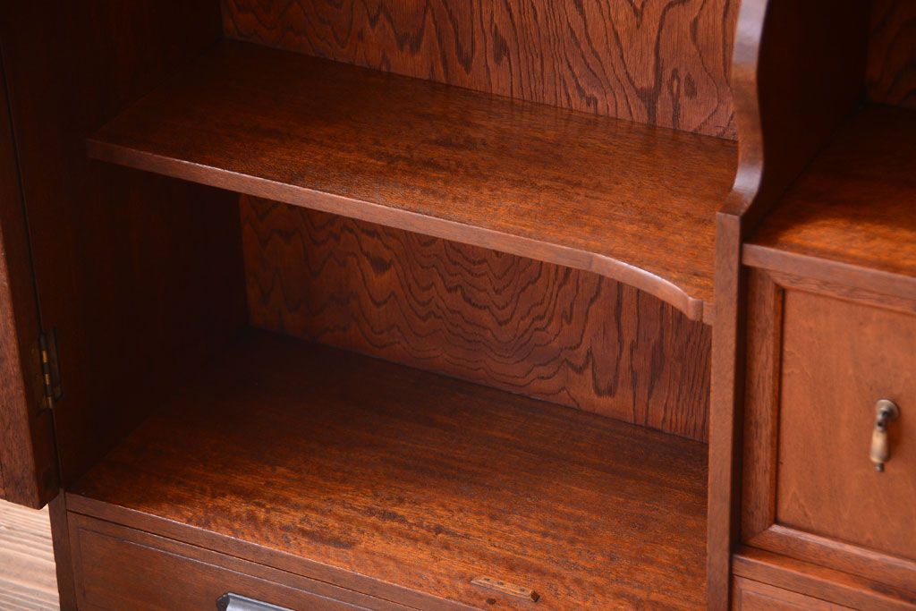 アンティーク家具　和製アンティーク　変わり型!ダイヤガラス入りの重ね本箱(収納棚・戸棚)