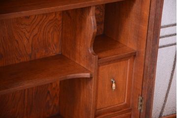 アンティーク家具　和製アンティーク　変わり型!ダイヤガラス入りの重ね本箱(収納棚・戸棚)