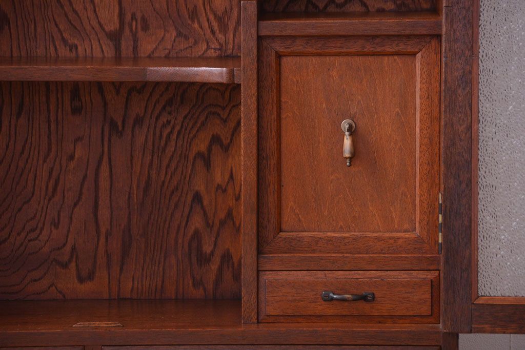 アンティーク家具　和製アンティーク　変わり型!ダイヤガラス入りの重ね本箱(収納棚・戸棚)