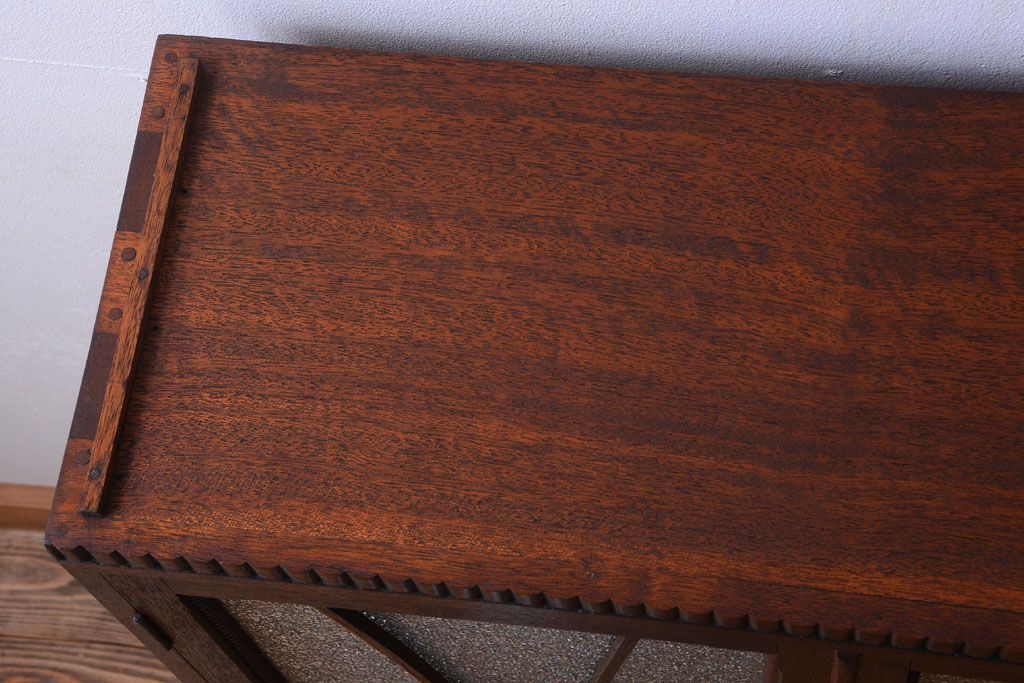 アンティーク家具　和製アンティーク　変わり型!ダイヤガラス入りの重ね本箱(収納棚・戸棚)