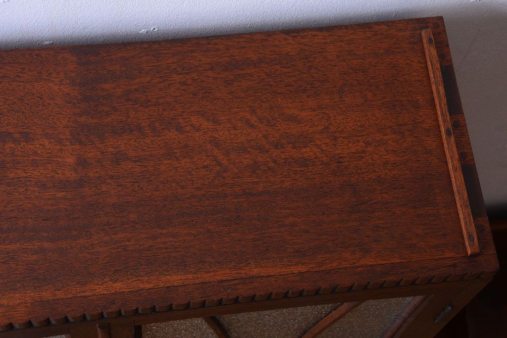 アンティーク家具　和製アンティーク　変わり型!ダイヤガラス入りの重ね本箱(収納棚・戸棚)