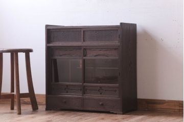アンティーク家具　古民具・骨董　総栗材!小ぶりなアンティーク高級茶箪笥