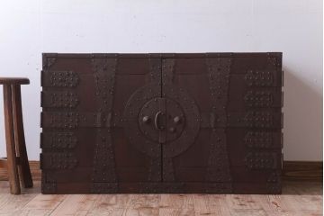 アンティーク家具　古民具・骨董　明治期　観音箪笥ローボード(衣装箪笥・時代箪笥)(2)