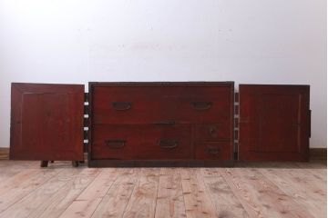 アンティーク家具　古民具・骨董　明治期　観音箪笥ローボード(衣装箪笥・時代箪笥)(2)