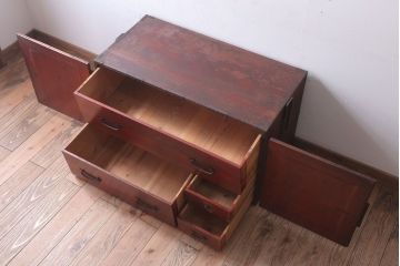 アンティーク家具　古民具・骨董　明治期　観音箪笥ローボード(衣装箪笥・時代箪笥)(2)