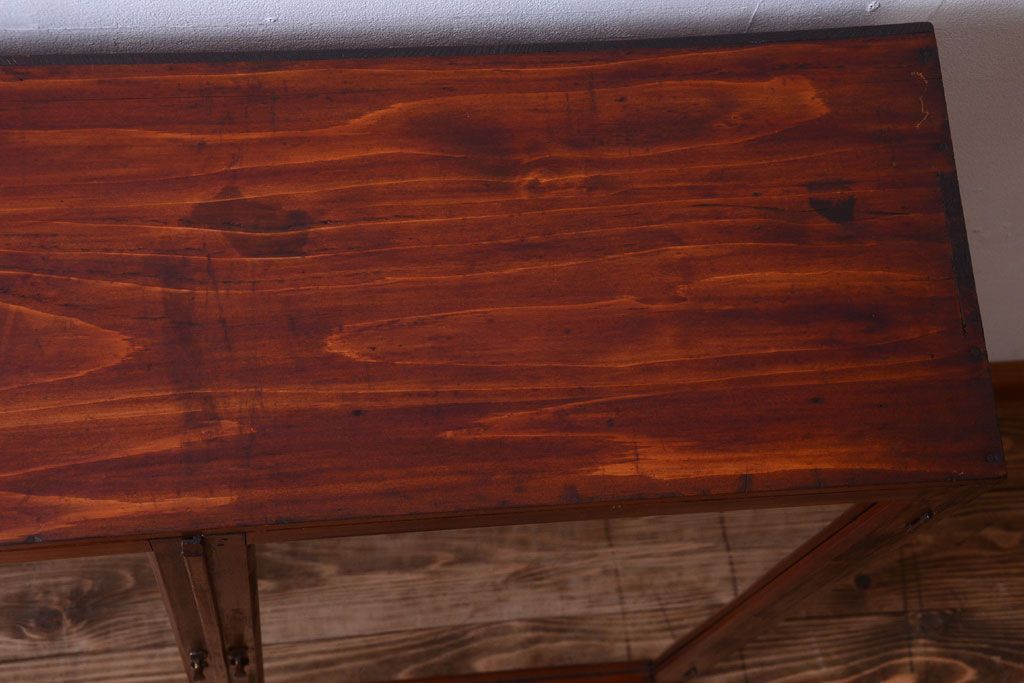 アンティーク家具　和製アンティーク　古い木製のシンプルな本箱(ブックケース)