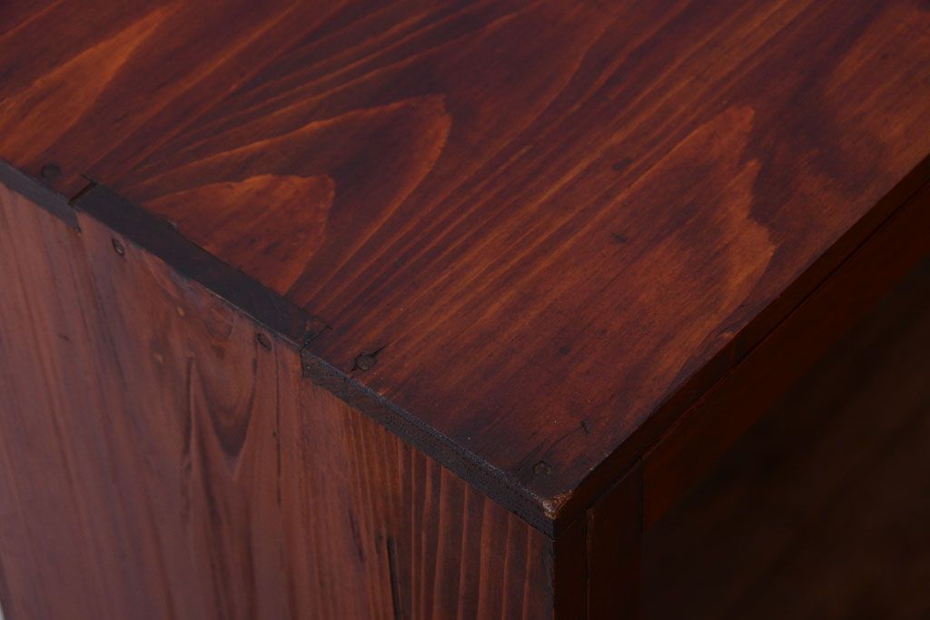 アンティーク家具　和製アンティーク　古い木製のシンプルな本箱(ブックケース)