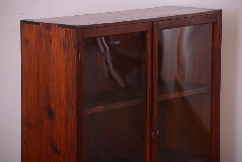 アンティーク家具　和製アンティーク　古い木製のシンプルな本箱(ブックケース)