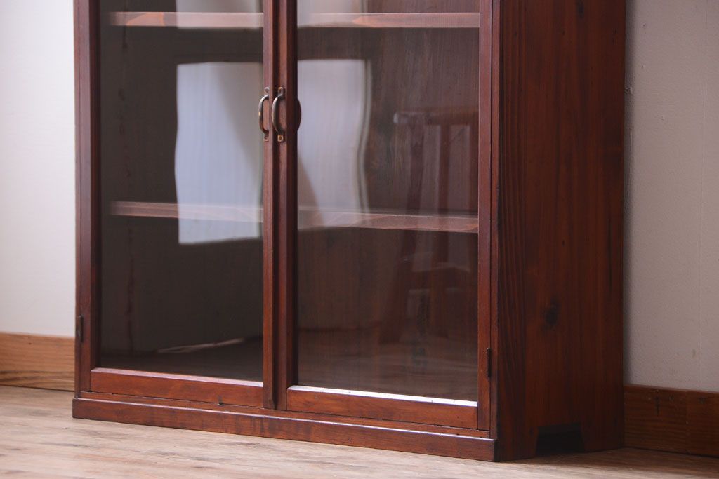 アンティーク家具　和製アンティーク　古い木製のシンプルな本箱(ブックケース)