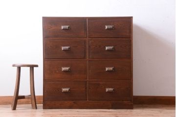 アンティーク家具　アンティーク　大正〜昭和期　前面欅材!シンプルシックな8杯チェスト