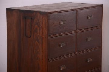 アンティーク家具　アンティーク　大正〜昭和期　前面欅材!シンプルシックな8杯チェスト