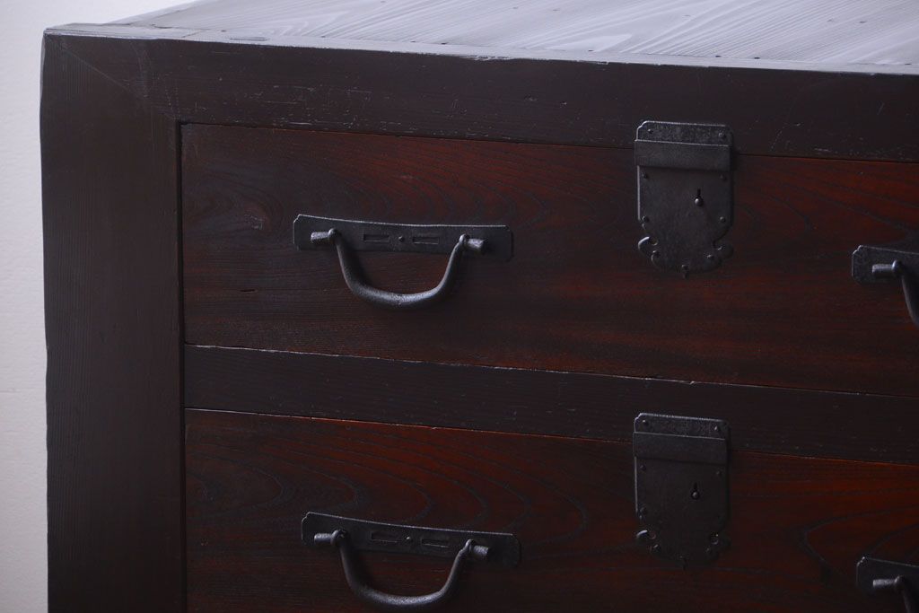 アンティーク家具　古民具・骨董　明治期　和モダンスタイル!収納箪笥サイドボード(水屋箪笥)(1)