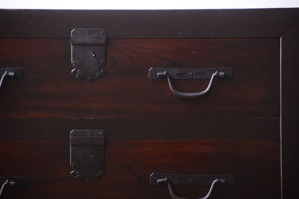 アンティーク家具　古民具・骨董　明治期　和モダンスタイル!収納箪笥サイドボード(水屋箪笥)(1)