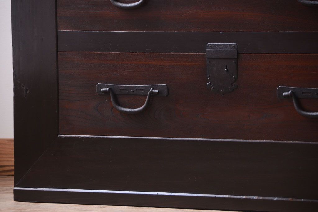 アンティーク家具　古民具・骨董　明治期　和モダンスタイル!収納箪笥サイドボード(水屋箪笥)(1)