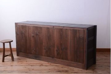 アンティーク家具　古民具・骨董　明治期　和モダンスタイル!収納箪笥サイドボード(水屋箪笥)(1)