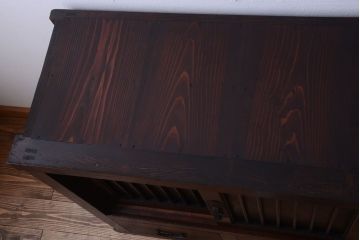 アンティーク家具　古民具・骨董　明治期　和モダンスタイル!収納箪笥ローボード(水屋箪笥、テレビ台、キャビネット、収納棚)(2)