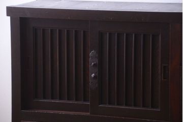 アンティーク家具　古民具・骨董　明治期　和モダンスタイル!収納箪笥ローボード(水屋箪笥、テレビ台、キャビネット、収納棚)(2)