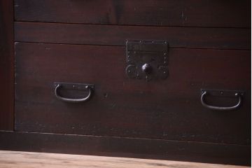 アンティーク家具　古民具・骨董　明治期　和モダンスタイル!収納箪笥ローボード(水屋箪笥、テレビ台、キャビネット、収納棚)(2)